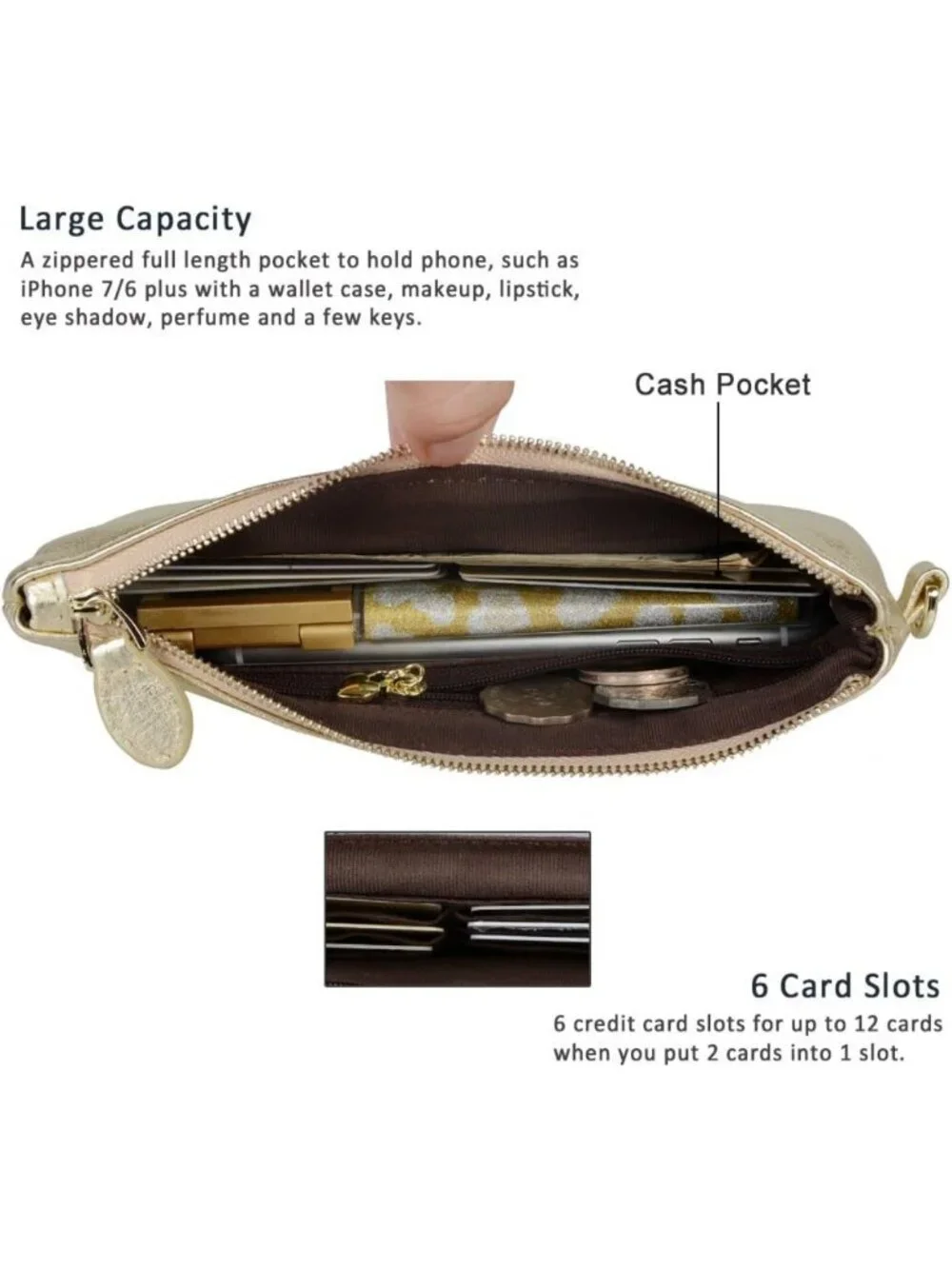 Genuine Leather RFID Blocking Wristlet Clutch Cell Phone Wallet for Women